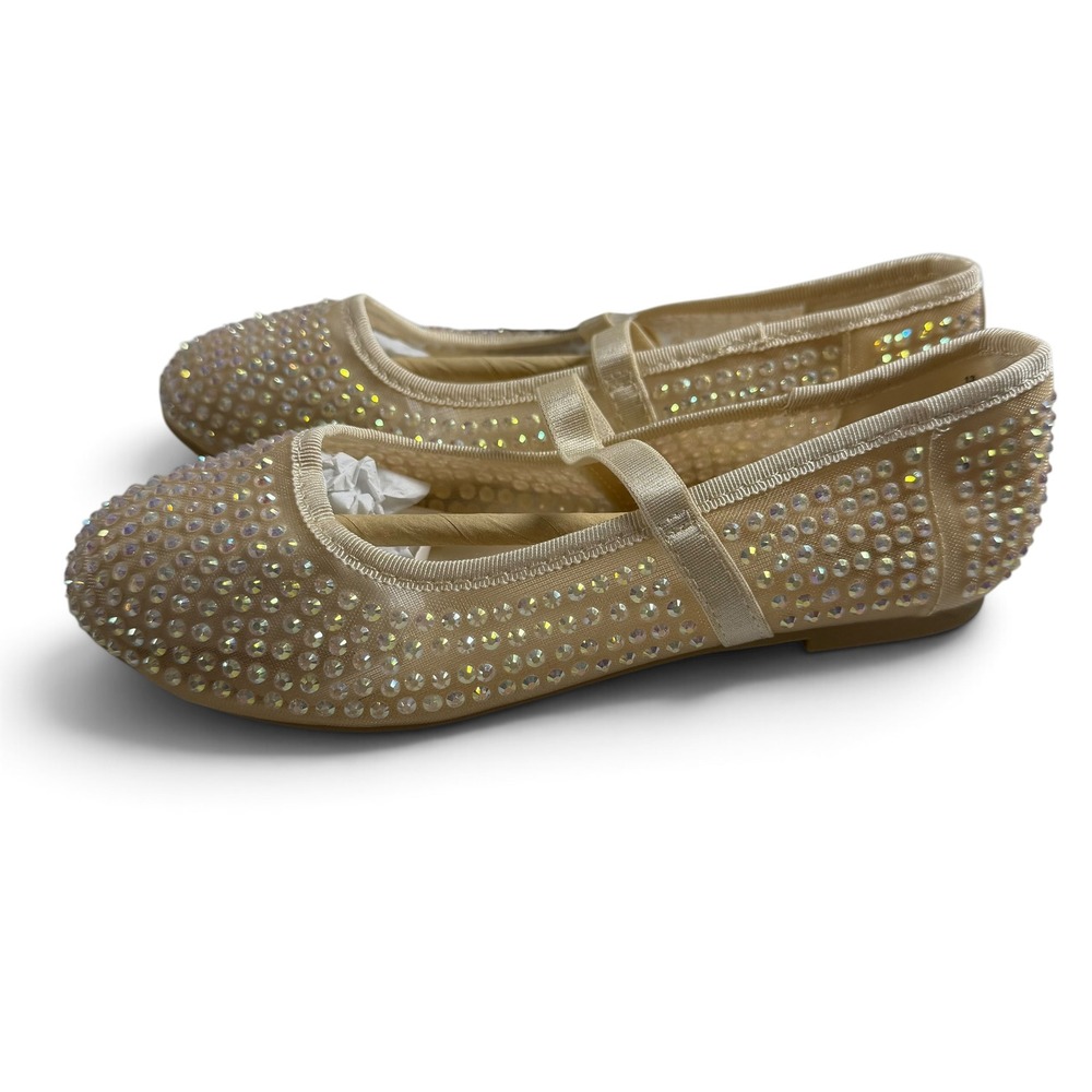 Art Class Girls Faye Rhinestone Ballet Flats Beige Iridescent Size 13 NWT